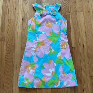 Lilly Pulitzer Girls Bow Back Shift Dress Hibiscus Floral size 10